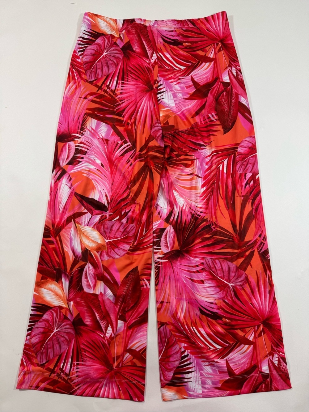 Boston Proper Pocket Palazzo Pants Red Pink Palm Print - Picture 2 of 9